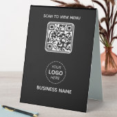 Plaque De Table Simple Modern QR Code Menu Business Name & Logo (En SItu (Tableau))