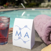 Plaque De Table Simple monogram add your name letter blue leaf (InVersositu (sur table))