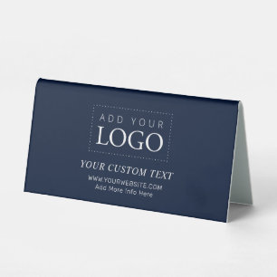 Plaque De Table Simple Navy Blue Minimal Business Logo Personnalis
