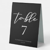 Plaque De Table Simple noir blanc Nombre moderne Mariage (Verso)