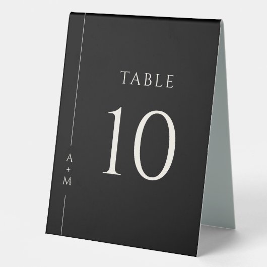 Plaque De Table Simple Noir Classique Élégant Numéro de table (Recto)