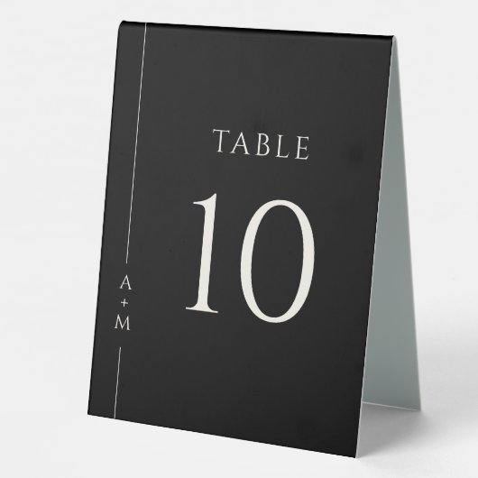 Plaque De Table Simple Noir Classique Élégant Numéro de table (Verso)