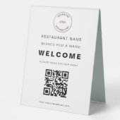 Plaque De Table Simple Restaurant Logo Menu QR Code Welcome Tablet (Recto)