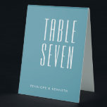 Plaque De Table Simple Rétro Noms Personnalisés Mariage Bleu Sarce<br><div class="desc">Simple Rétro Noms Personnalisés Mariage Bleu Sarcelle Présentoir de Table</div>