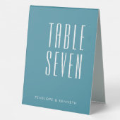 Plaque De Table Simple Rétro Noms Personnalisés Mariage Bleu Sarce (Verso)