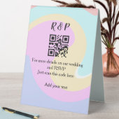 Plaque De Table Site web de mariage rsvp q r code ajouter nom text (En SItu (Tableau))