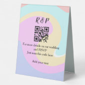 Plaque De Table Site web de mariage rsvp q r code ajouter nom text (Verso)