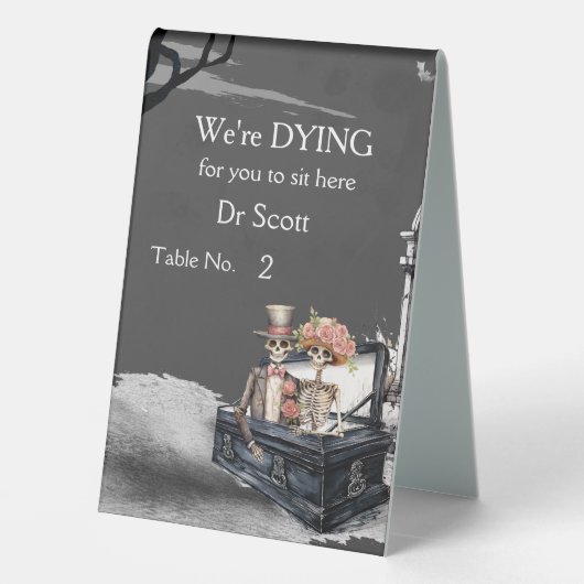 Plaque De Table Skeleton Couple Mariage (Verso)