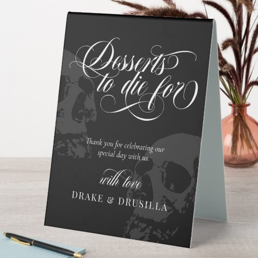 Plaque De Table Skeleton Elegant Goth Desserts to Die For Mariage (En SItu (Tableau))