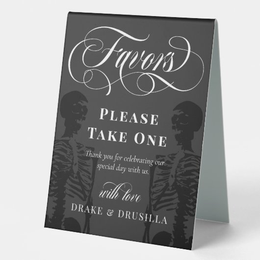 Plaque De Table Skeleton Elégant Goth Wedding Faveurs (Recto)