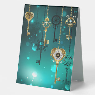 Plaque De Table Skeleton Keys on Green Background