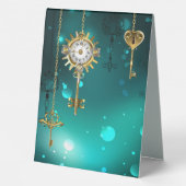 Plaque De Table Skeleton Keys on Green Background (Verso)