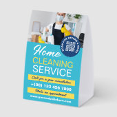 Plaque De Table Sky Blue Yellow Home Cleaning Photo & QR Code (Verso)