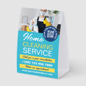 Plaque De Table Sky Blue Yellow Home Cleaning Photo & QR Code (Recto)