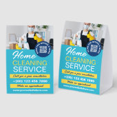 Plaque De Table Sky Blue Yellow Home Cleaning Photo & QR Code (Recto/verso)