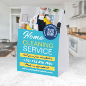 Plaque De Table Sky Blue Yellow Home Cleaning Photo & QR Code