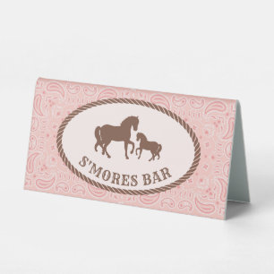 Plaque De Table S'mores Bar Cowgirl Party Panneau de la tente
