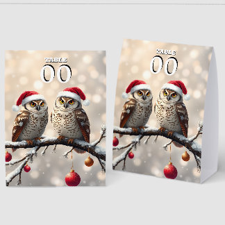 Plaque De Table Snow Owls Christmas editable table tent signs