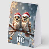 Plaque De Table Snow Owls Christmas Table Sign – Cute Winter Owl (Recto)