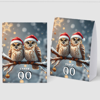 Plaque De Table Snow Owls Christmas Table Sign – Cute Winter Owl