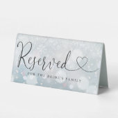 Plaque De Table Snowflakes hiver Mariage de script cardiaque Réser (Verso)