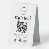 Plaque De Table Social Media QR Code Business Logo (Verso)