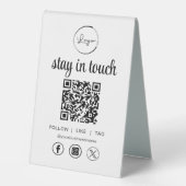 Plaque De Table Social Media QR Code Business Logo (Recto)