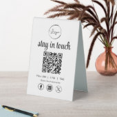 Plaque De Table Social Media QR Code Business Logo (En SItu (Tableau))