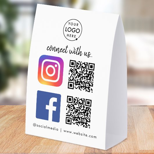 Plaque De Table Social Media Table Tent | QR Paper Tabletop Sign