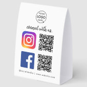 Plaque De Table Social Media Table Tent | QR Paper Tabletop Sign (Recto)