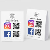 Plaque De Table Social Media Table Tent | QR Paper Tabletop Sign (Recto/Verso)
