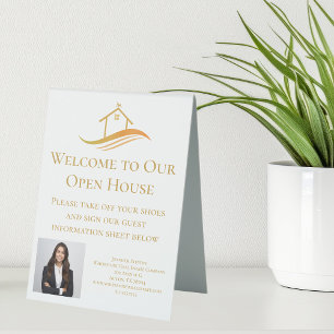 Plaque De Table Société immobilière sur mesure Open House Gold