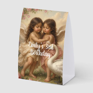 Plaque De Table soft angel cherub girls’ birthday ||