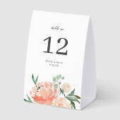Plaque De Table Soft Peach Floral Wedding Table Number (Verso)