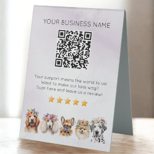 Plaque De Table Soins de toilettage pour chiens code QR avis YELP