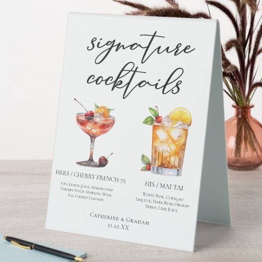 Plaque De Table Son Mariage d'été Signature Cocktails Menu (En SItu (Tableau))
