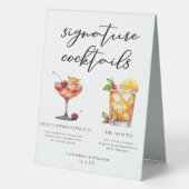 Plaque De Table Son Mariage d'été Signature Cocktails Menu (Verso)