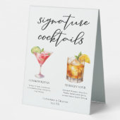 Plaque De Table Sophisticated Mariage Signature Cocktails Menu (Verso)