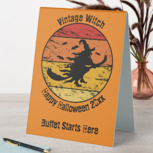 Plaque De Table Sorcière Vintage en détresse Halloween 2 Coucher d