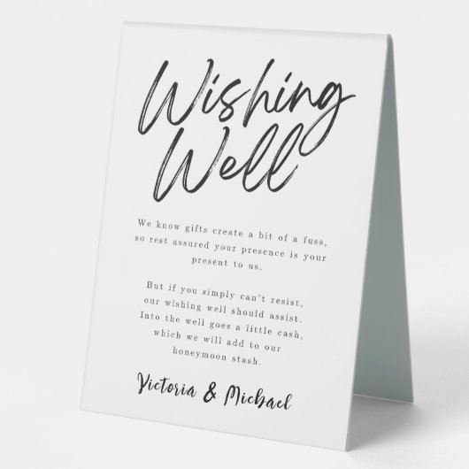 Plaque De Table Souhaiter bien Noir & Blanc Script Mariage (Recto)