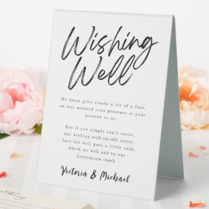 Plaque De Table Souhaiter bien Noir & Blanc Script Mariage