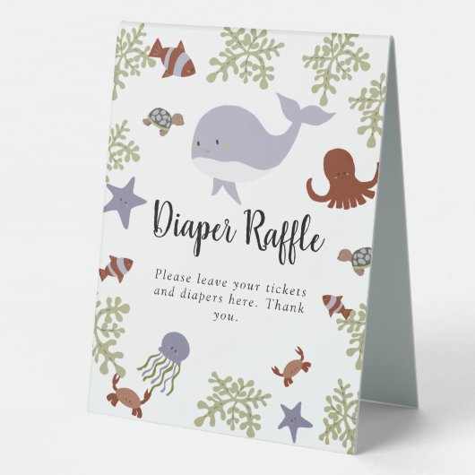 Plaque De Table Sous l'onglet Pastel du Baby shower de mer (Verso)