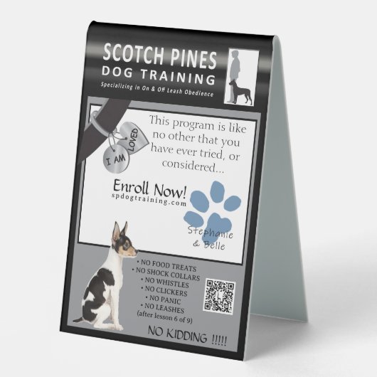 Plaque De Table SP Dog Training Table Top pour Vet Office Sign SSm (Recto)