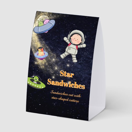 Plaque De Table Space Birthday Party Theme (Verso)