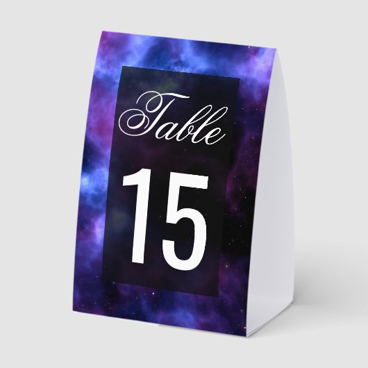 Plaque De Table Space Nebula Purple Galaxy Wedding Table Number (Verso)