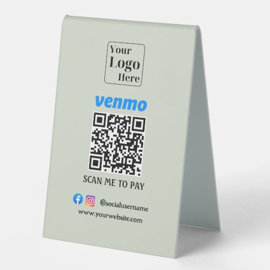 Plaque De Table Stand de paiement de code QR Venmo personnalisé (Recto)