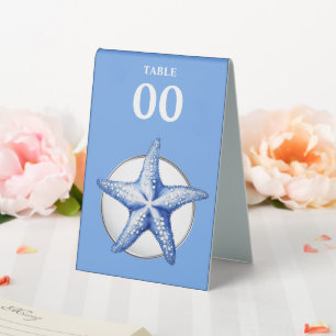 Plaque De Table Starfish bleu blanc mariage anniversaire luxueux