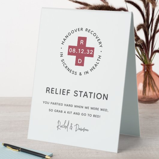 Plaque De Table Station de secours de Hangover mariage (En SItu (Tableau))