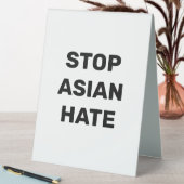 Plaque De Table Stop Asian Hate, noir blanc Panneau de la tente de (En SItu (Tableau))