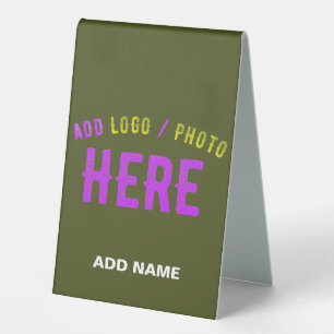 PLAQUE DE TABLE STYLÉ MODERNE PERSONNALISÉ VERT ARMÉE VERIFIÉ MARQ